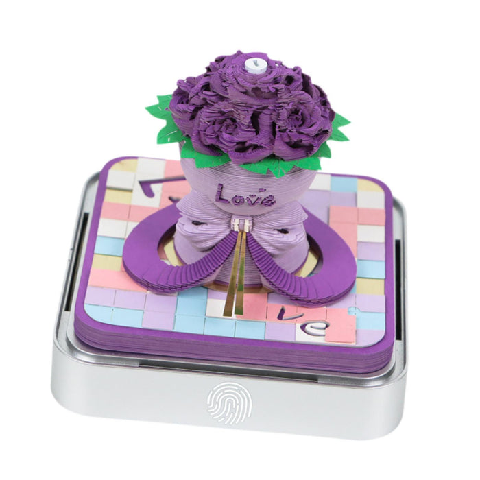 2025 3D Memo Pad Calendar Creative 3D Desk Calendar for Office Home Birthday Purple