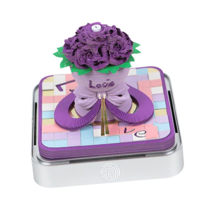 2025 3D Memo Pad Calendar Creative 3D Desk Calendar for Office Home Birthday Purple