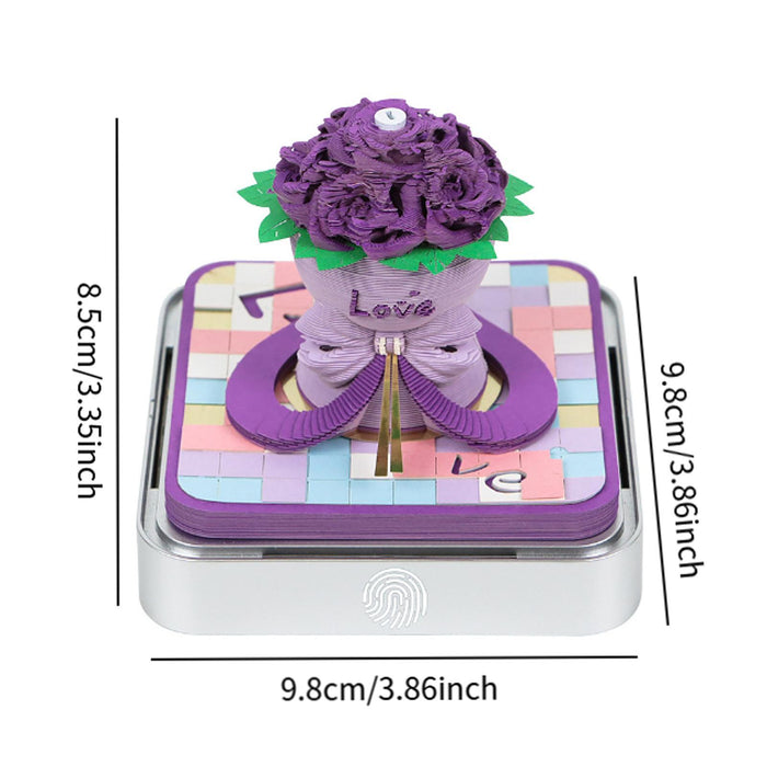 2025 3D Memo Pad Calendar Creative 3D Desk Calendar for Office Home Birthday Purple