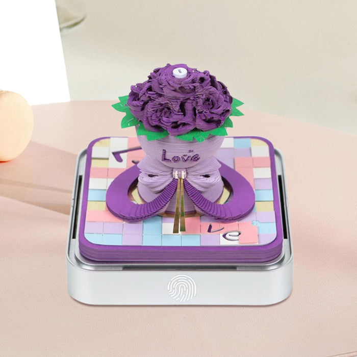 2025 3D Memo Pad Calendar Creative 3D Desk Calendar for Office Home Birthday Purple