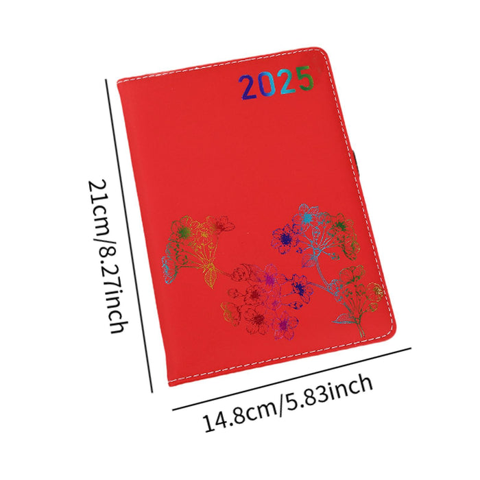 2025 Planner 5.8"x8.3" Business, Office, Home Practical with Hourly Schedule Red