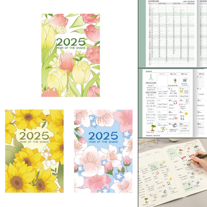 2025 Planner Notebook Gift Year Monthly Daily Planner for School Office Home Cherry Blossom