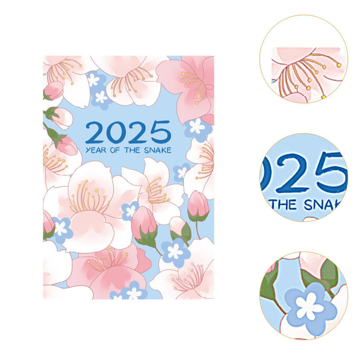 2025 Planner Notebook Gift Year Monthly Daily Planner for School Office Home Cherry Blossom