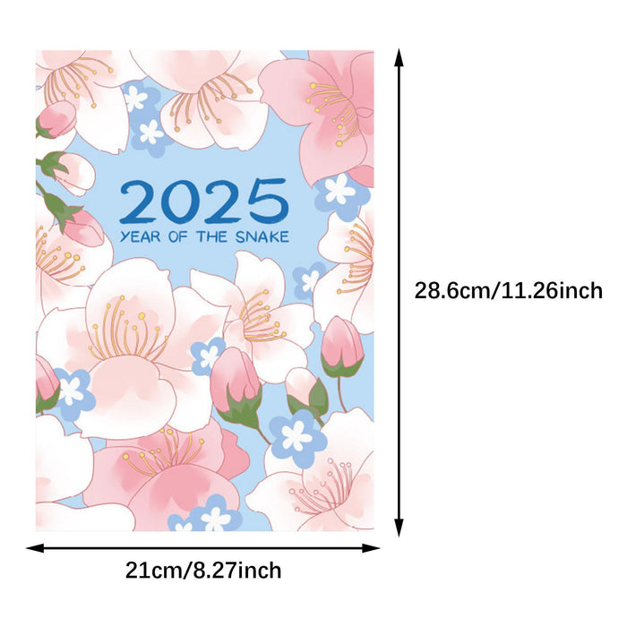 2025 Planner Notebook Gift Year Monthly Daily Planner for School Office Home Cherry Blossom