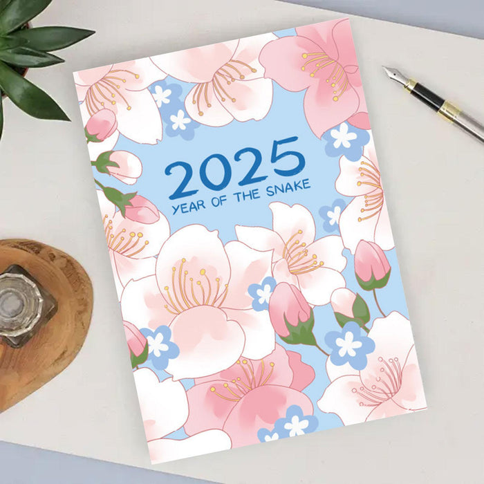 2025 Planner Notebook Gift Year Monthly Daily Planner for School Office Home Cherry Blossom