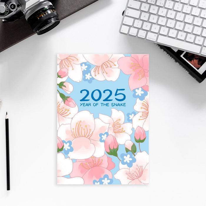 2025 Planner Notebook Gift Year Monthly Daily Planner for School Office Home Cherry Blossom