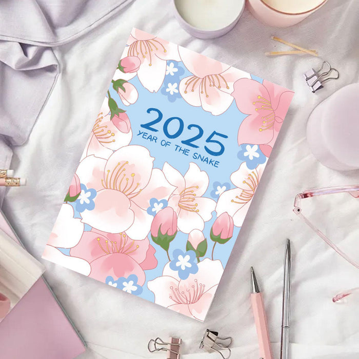 2025 Planner Notebook Gift Year Monthly Daily Planner for School Office Home Cherry Blossom