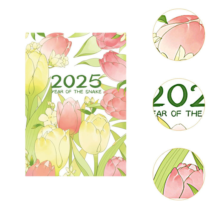 2025 Planner Notebook Gift Year Monthly Daily Planner for School Office Home Tulip