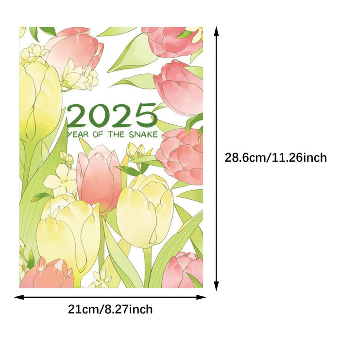 2025 Planner Notebook Gift Year Monthly Daily Planner for School Office Home Tulip