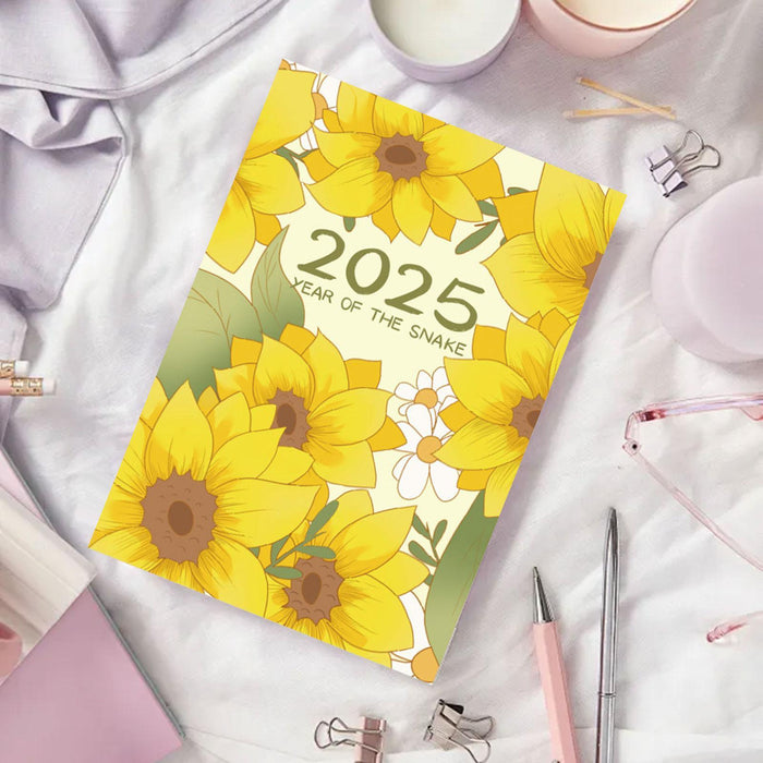 2025 Planner Notebook Gift Year Monthly Daily Planner for School Office Home Sunflower