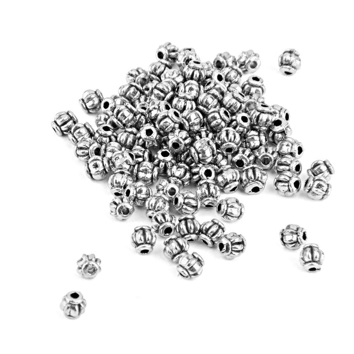 Crofta 100pcs Antique Silver Alloy Pumpkin Spacer Beads 4mm