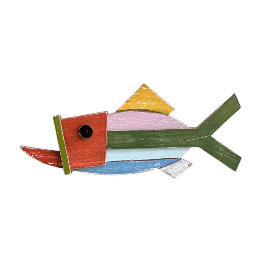 Crofta Wooden Fishing Wall Sculpture Nautical Decoration for Bathroom Garden Office 42.5cmx18.5cm