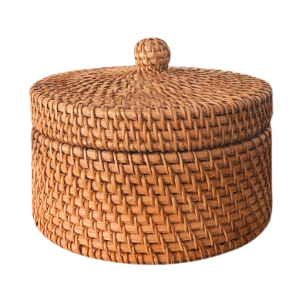 Rattan Storage Basket Wicker Bowl Wicker Basket Bin for Shelf Bathroom Decor round