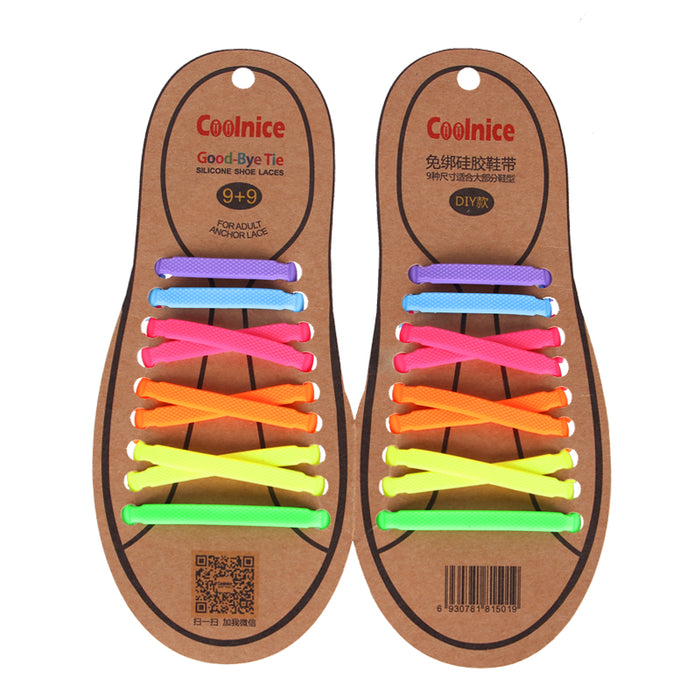 Crofta 1 Pair Adult No Tie Elastic Silicone Shoelaces Multicolor