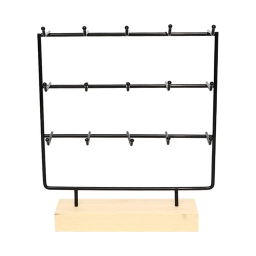 Crofta Necklace Jewelry Display Stand Organizer Dressing Table Sturdy with 15 Hooks Black