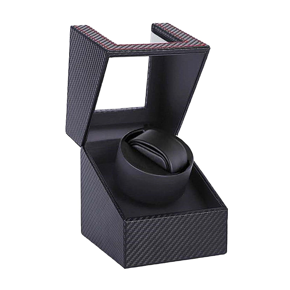 Crofta Mini Battery Powered Automatic Watch Winder Winding Box for Mechanical Watch Fiber Black