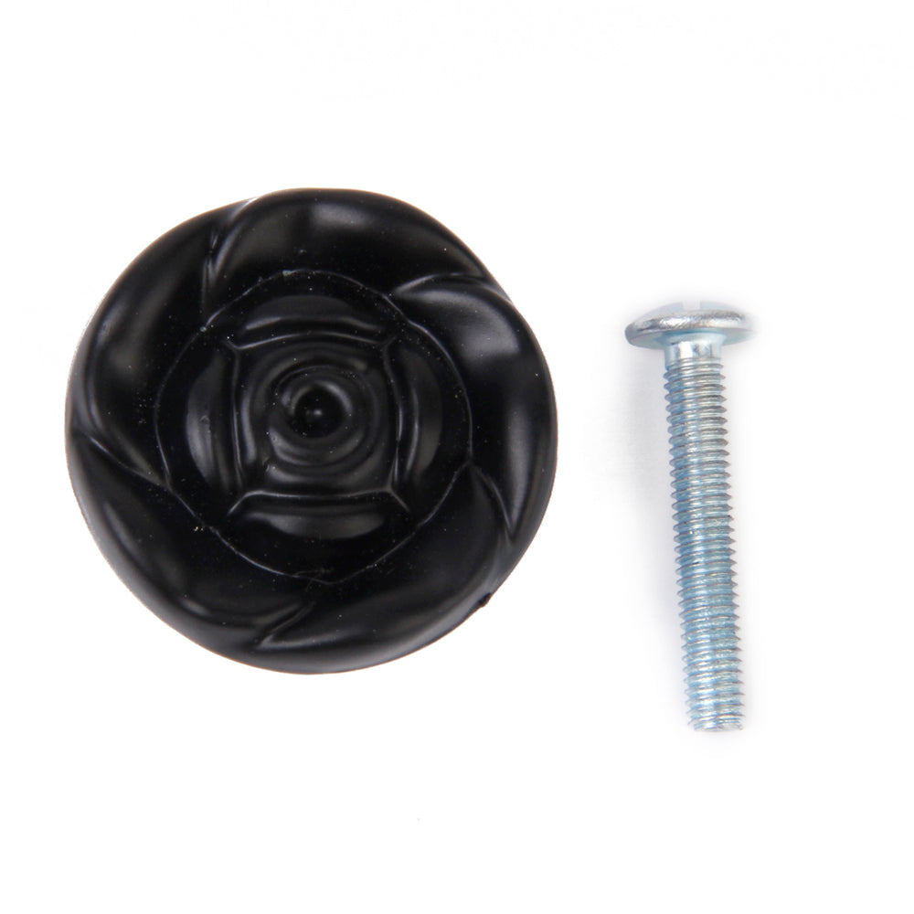 Crofta 1 x Black Rose Cabinet Drawer Door Furniture Knob Handle Pull Hardware