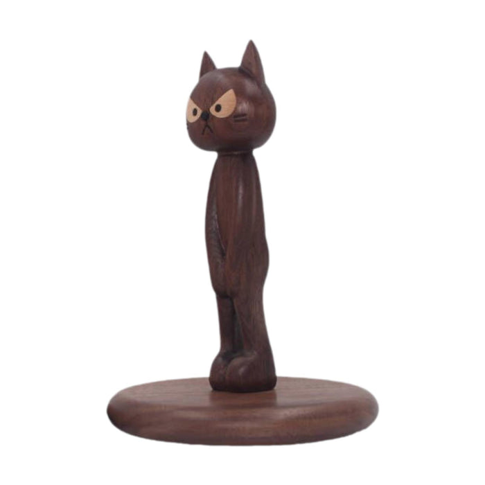 Crofta Wood Paper Towel Holder Cat Shape Rustic for Bathroom Home Kitchen Organizer Dark Brown