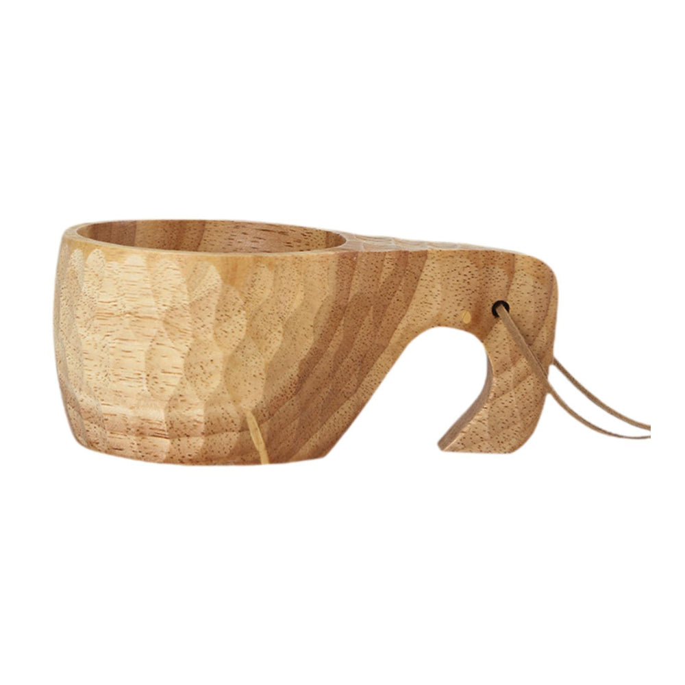 Traditional Camp Cup Drinking Milk Hiking Lightweight Nordic Style Wood Mug Single hole cup