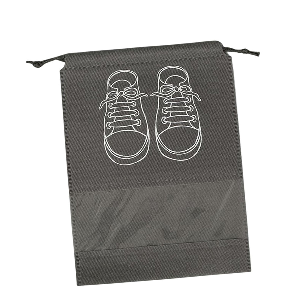 Crofta Travel Shoe Bag Non Woven Drawstring Shoes Storage Bag Convenient Dust Cover Grey 32x44cm