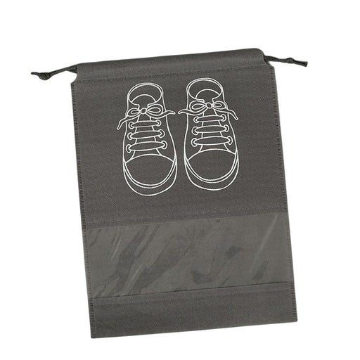 Crofta Travel Shoe Bag Non Woven Drawstring Shoes Storage Bag Convenient Dust Cover Grey 32x44cm