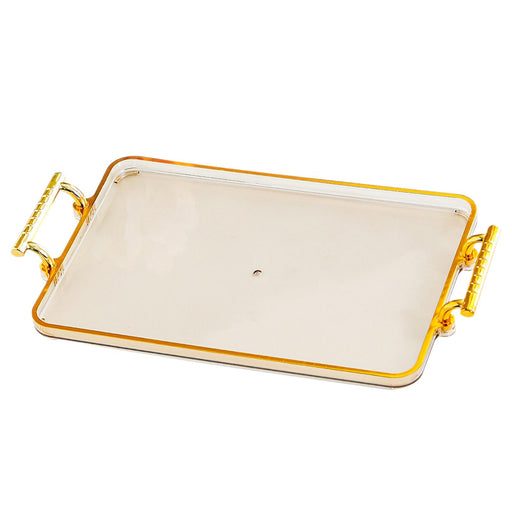 Serving Tray Rectangular with Handles Cosmetic Storage Tray for Kitchen Home Amber