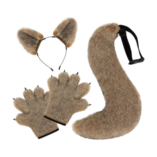 Crofta Wolf Ears and Tail Set Animal Cosplay for Carnival Holiday Stage Performance Light Brown