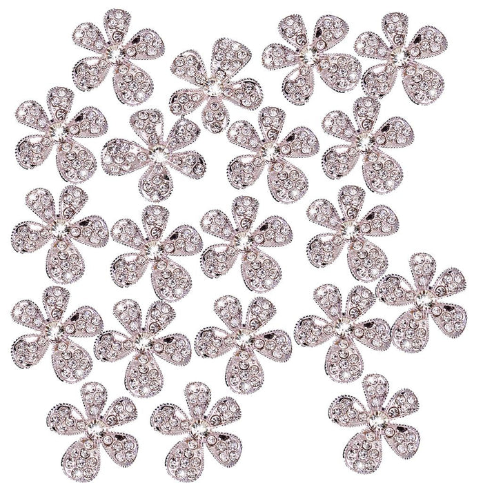 Crofta 20 Piece Crystal Diamante Flower Button Flatback Embellishment Crafts 26mm