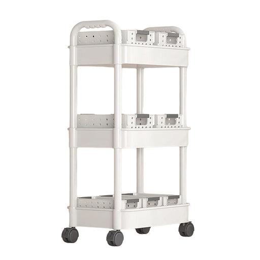 Crofta Mobile Shelf Portable Rolling Cart for Home Organization Farmhouse Apartment 3 Tiers