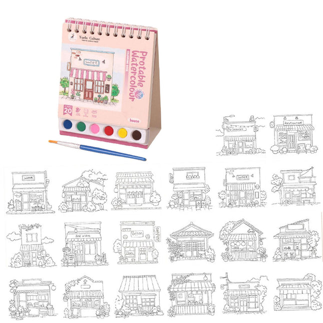 Crofta Watercolor Coloring Book Decor Drawing Toys Kit for Birthday Gifts Traveling Style B