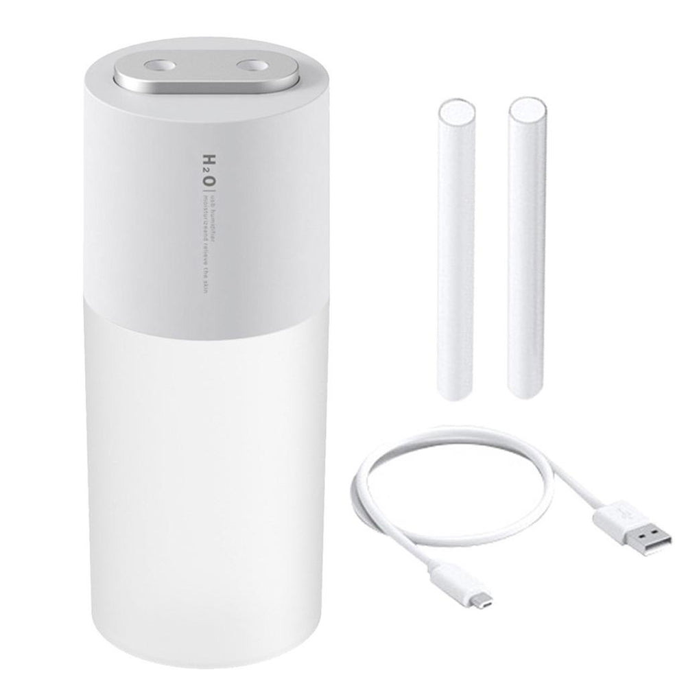 Crofta Portable Mini air humidifier  Double spray 400ml USB Rechargeable White