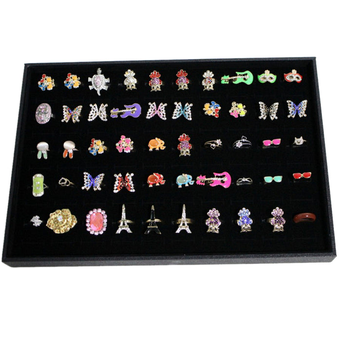 Crofta 100 Slots Grid Velvet Ring Earring Ear Pin Brooch Storage Display Box Tray Jewelry Organizer Holder Case Coverless