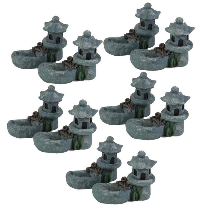 Crofta 10pcs Miniature Tower with Pool Shape Dollhouse Bonsai Garden Landscape