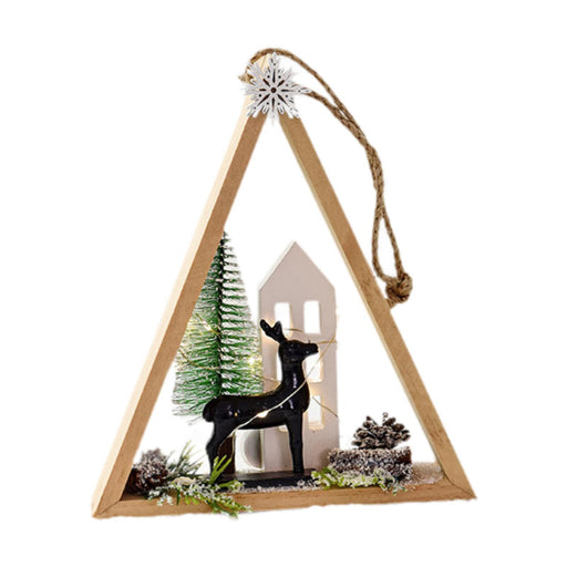 Crofta Wood Ornament Decorative Christmas Decoration for Living Room Window Triangle