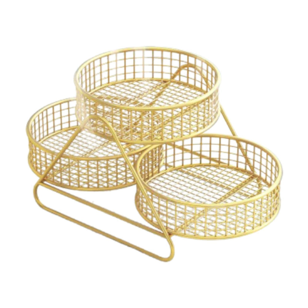 Iron Fruit Basket Space Saver Vegetables Storage Rack for Home Kitchen Bread Gold