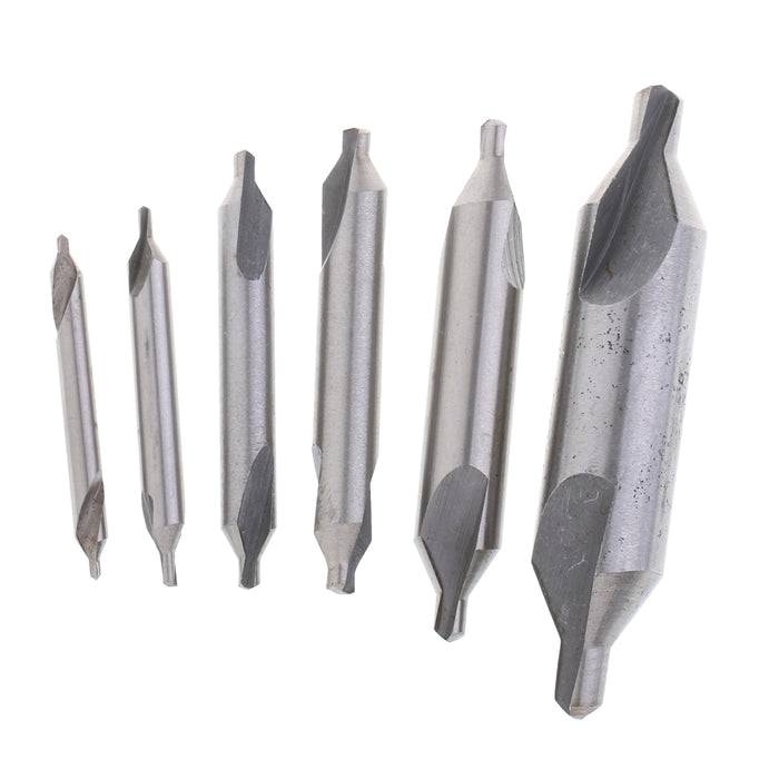 6pcs HSS Center Spotting Drill Bits Tool Center Combined Countersink Kit 60° High-speed Steel 1, 1.5, 2, 2.5, 3, 5mm