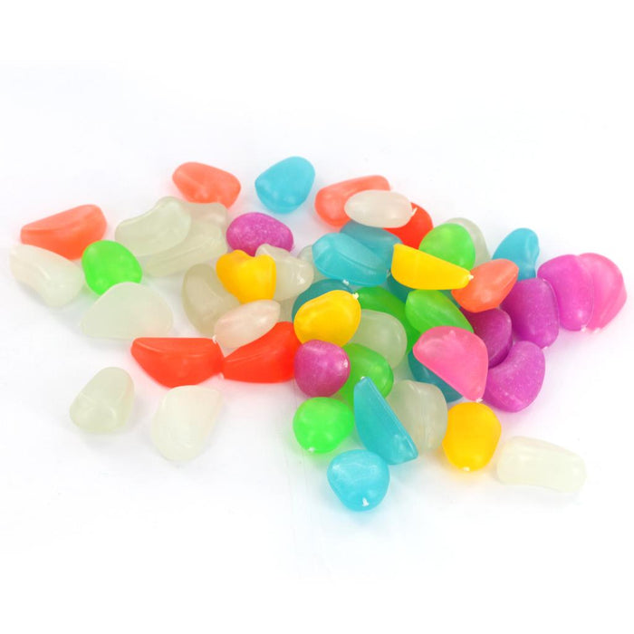 Crofta Plastic Glow In The Dark Stone Pebbles Aquarium Fish Tank Flower Pot Road Wall Swimming Pool Decorations Random PACK OF 50PCS