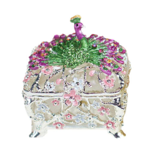 Crofta Jewelry Box Gift Creative Dresser Peacock Trinket Box for Pendants Bracelets White