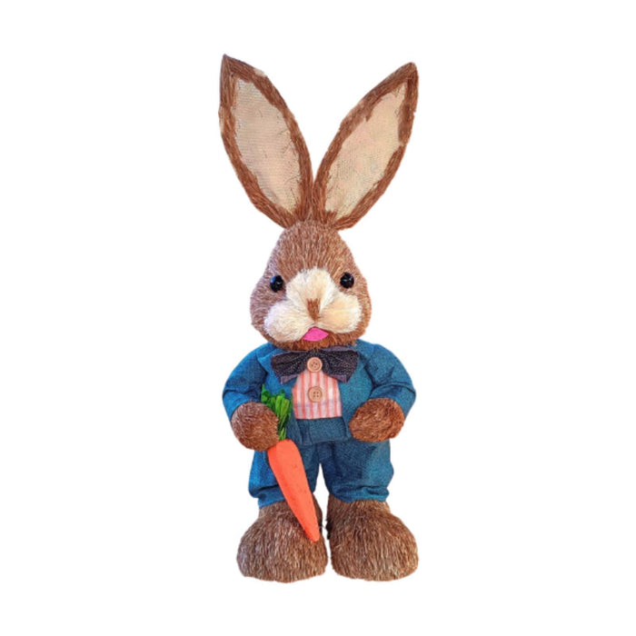 Crofta Woven Rabbit Toy Easter Rabbit Statue Office Photo Prop Straw Bunny Figurine Style F