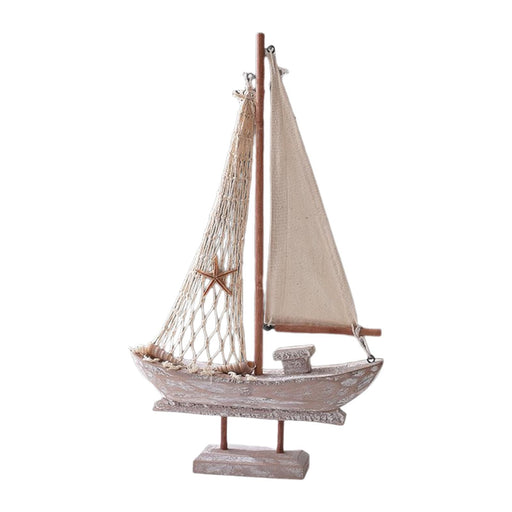 Crofta Wood Sail Boat Photo Props Miniature Sailing Boat for Countertop Office Home 35cmx20.5cmx4.5cm