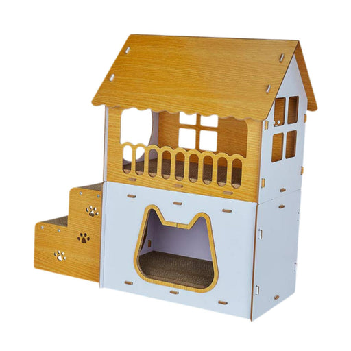 Crofta Cardboard Cat House Hide Out Stairs Shape for Indoor Cats Kitty Pet Supplies