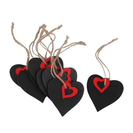 Crofta 10pcs Mini Red Heart Chalkboard Tags with String