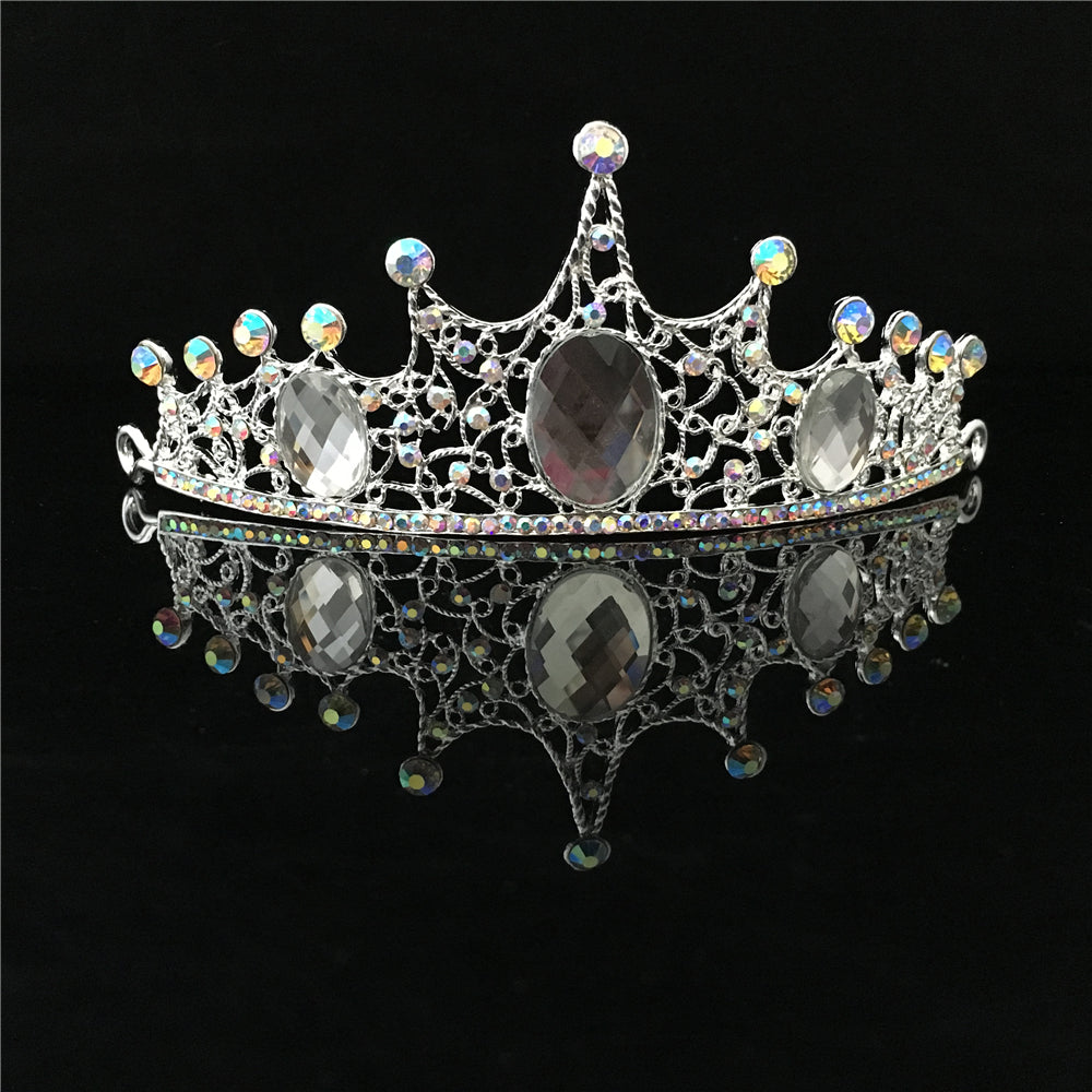 Wedding Bridal AB Crystal Rhinestone Hair Tiara Headband Princess Crown