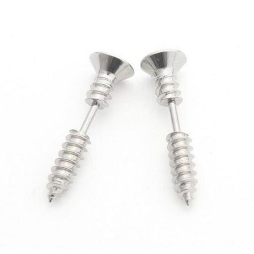 Crofta 1 Pair Men's Cool 316L stainless Steel Screw Earrings Ear Studs Silver