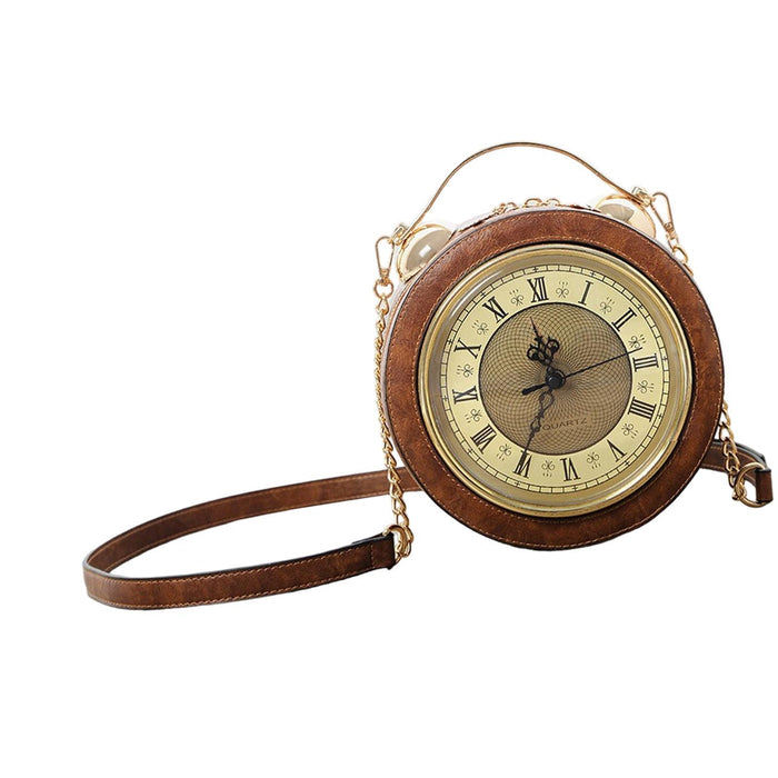 Clock Purse Handbag Crossbody Bag Gift Ladies Fashion Shoulder Bag for Women Caramel Color