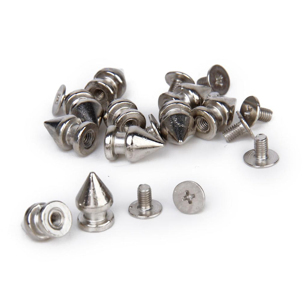 Crofta 10 Sets Cone Screwback Rivet Studs 12mm Silver