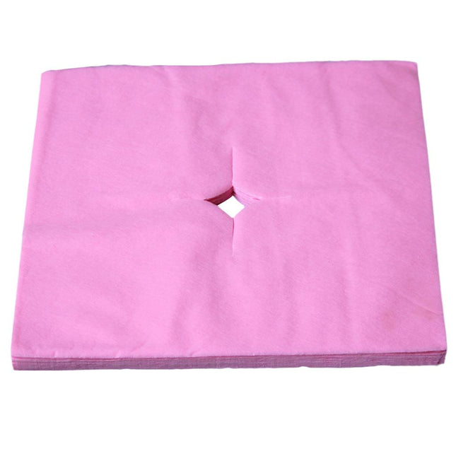 Crofta 100 Pcs Disposable Non Woven Face Rest Cradle Covers With Cross Cut Pink