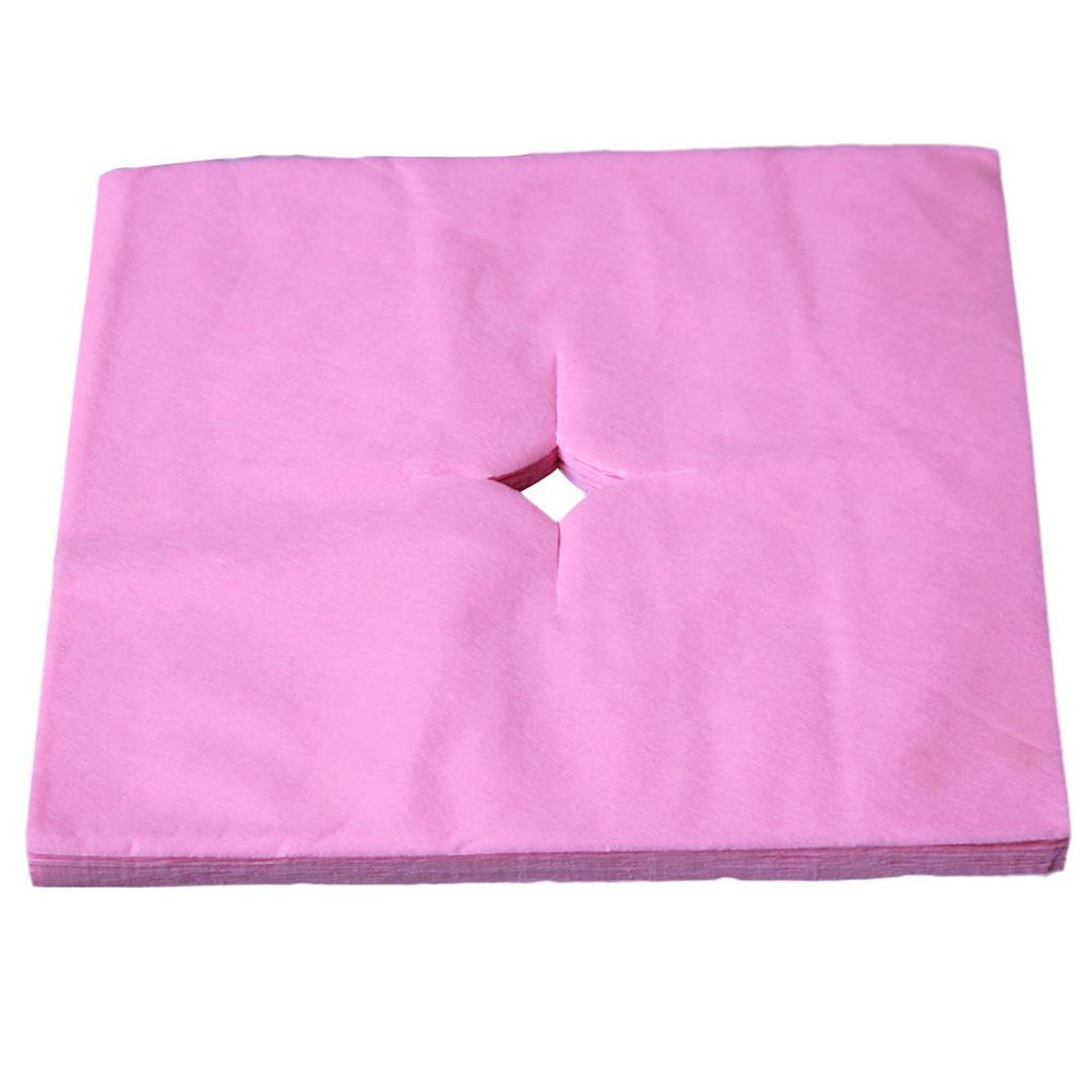 Crofta 100 Pcs Disposable Non Woven Face Rest Cradle Covers With Cross Cut Pink