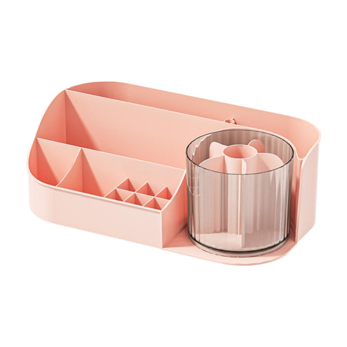 Crofta Makeup Desk Organizer Versatile Cosmetic Storage for Desktop Bathroom Office Pink Single