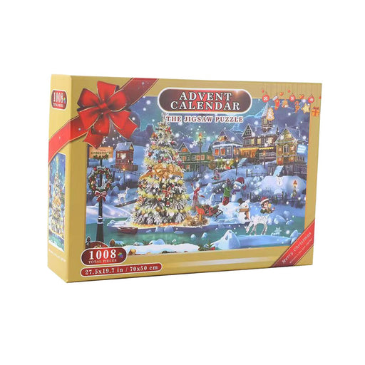 Crofta 1008 Pieces Christmas Jigsaw Puzzles 24 Box Advent Calendar for Adults Teens Christmas Tree